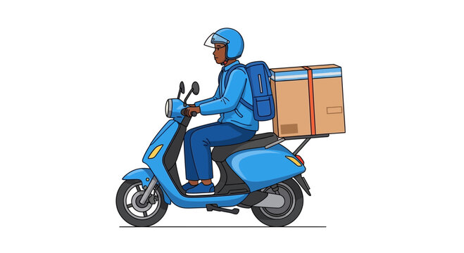 Delivery Person Riding Scooter with Packages for Urban Distribution