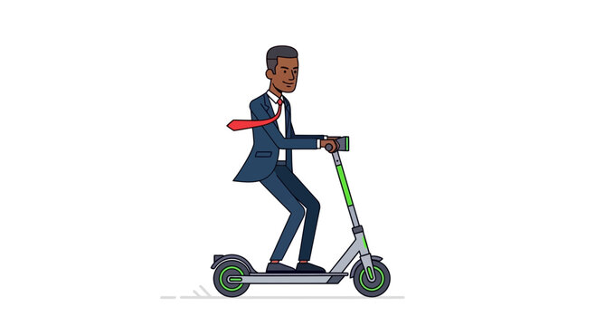 Professional Man Riding Electric Scooter for Urban Commuting
