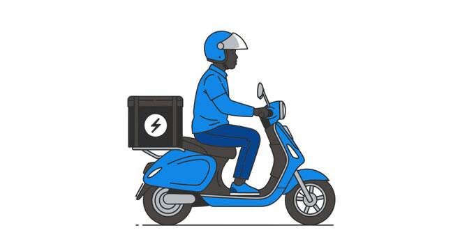 Electric Scooter Delivery Rider Ready for Urban Transport Duties
