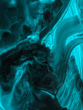 Turquoise abstract creative  hand painted background, fluid art, marble texture