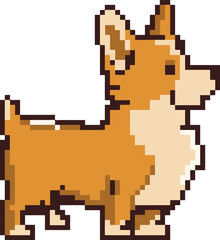 Fototapeta premium Pixel Art Corgi Dog Vector Illustration - Cute 8-Bit Welsh Corgi Character