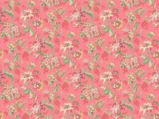 Fototapeta premium pink fabric texture with flowers