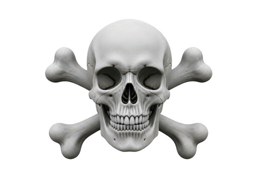 Human skull with crossbones isolated on transparent background