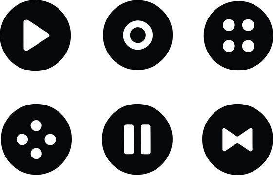 Minimalist media player control buttons set vector