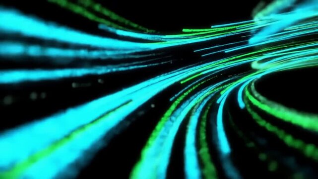 Abstract Digital Data Flow Stream Background with Futuristic Light Trails.