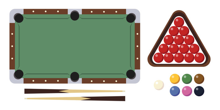 Hand drawn flat snooker elements
