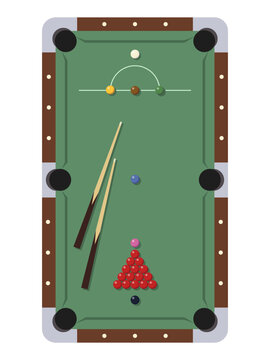 Hand drawn flat snooker table top view