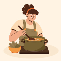 woman cooking in a kitchen