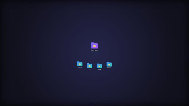 Abstract Folder Icons Arranging on Dark Gradient Background