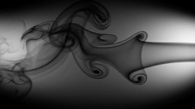 Dynamic Black Smoke Patterns on Grayscale Background Abstract Fluid Art.