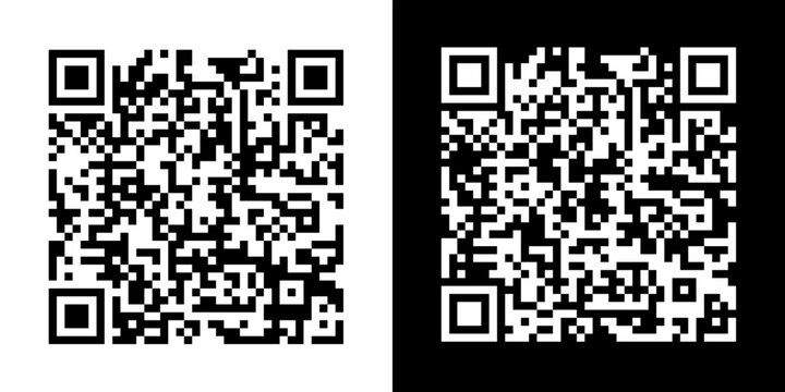 QR code with 10 am meeting message, in original and negative design
