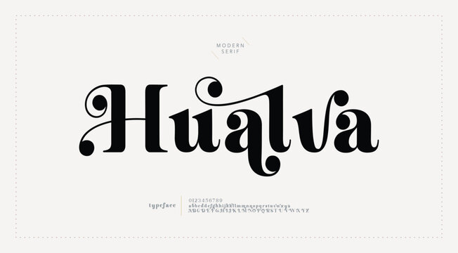 Hualva, typography luxury classic lettering serif fonts decorative wedding vintage retro logos, design for fashion, beauty shop and brand. vector illustration