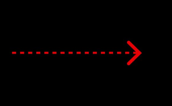 Right arrow direction icon with dotted line animation on background. Dot arrow icon sing animated with alpha cannel black straight arrows animation . Reveal animation of solid dashed.