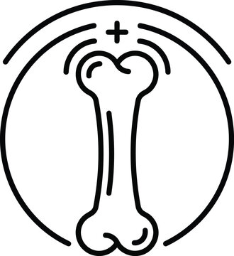 Healthy bone concept, symbol of strong bones and skeletal system health in circle.