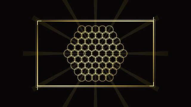 A stunning and complex illustration showcasing a vibrant honeycomb structure with hexagonal cells, beautifully detailed and artistically designed to highlight geometric harmony and natural
