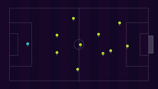 Retro 8-bit soccer match simulation with magenta goal text