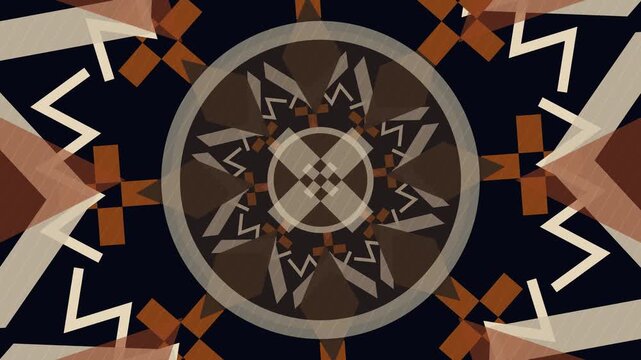An intricate and colorful abstract mosaic design featuring overlapping geometric shapes, bold lines, vibrant shades, and diverse patterns that create a visually engaging and dynamic visual