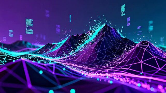 Abstract digital mountain landscape