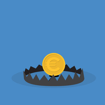 Eurozone Economy Facing Financial Trap and Currency Instability Concept