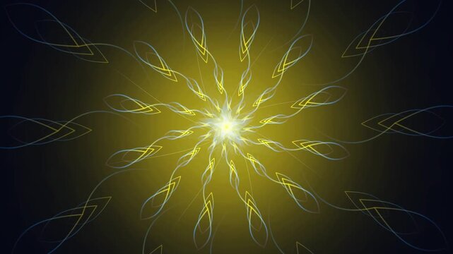 An intricate representation of a radiant, golden energy explosion with dynamic tendrils emanating outward, creating a mesmerizing and captivating visual display of powerful luminosity against