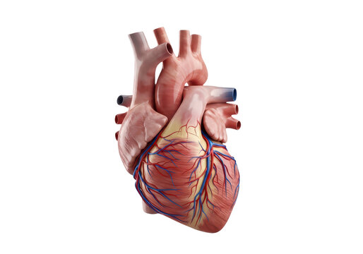 Anatomically correct human heart model isolated on transparent background