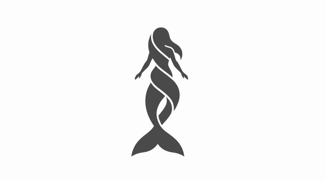 Silhouette of mermaid with intertwined double tail.