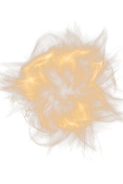 Abstract golden smoke swirl on white background