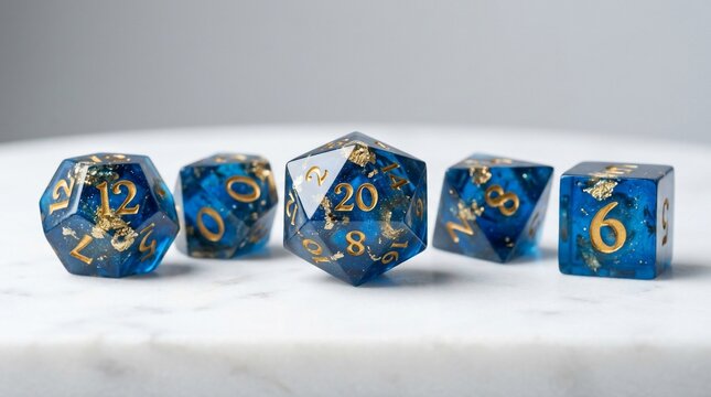 Set of colorful polyhedral dice for tabletop role playing games