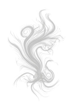 Abstract flowing smoke swirls on white background