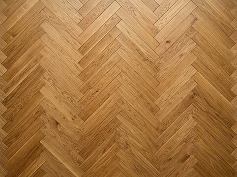 Elegant herringbone parquet wood flooring texture background showing natural grain pattern and warm golden brown oak planks for interior design and architecture projects