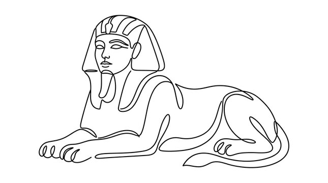 Great Sphinx of Giza One Line Art Minimalist Egyptian Illustration