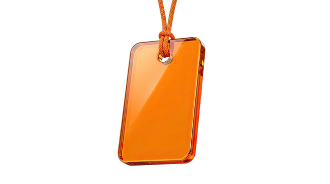 Orange Transparent Pendant Hanging on Black. Modern Minimalist Design with Copy Space.