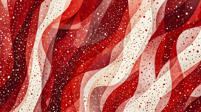 Abstract red and white wavy background with speckled dots texture, artistic liquid fluid motion illustration.
