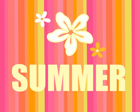 Abstract line with mixed color pink, yellow and orange illustration textured with summer lettering and flowers for wallpaper background. cute hand draw for printable or wrapping