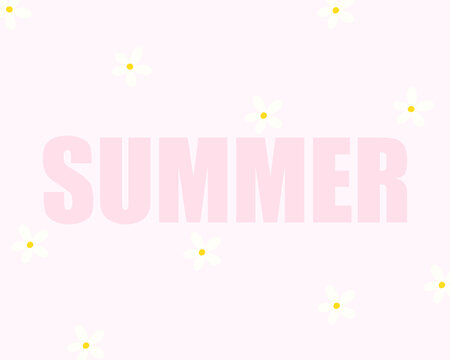 Lettering summer and cherry blossom pastel color textured illustration for high quality wallpaper or background