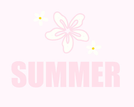 Lettering summer and cherry blossom pastel color textured illustration for high quality wallpaper or background