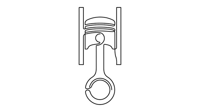 Minimalist car engine piston continuous line art illustration