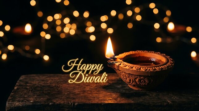 Traditional clay diya lamp for diwali festival celebration with festival