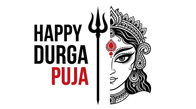 Detailed artistic half face portrait of goddess durga for durga puja