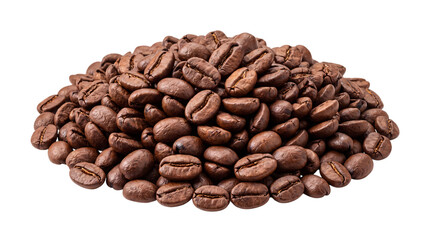 Obraz premium Pile of roasted coffee beans on black png isolated on transparent background