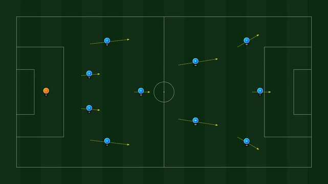 Football player movement pattern animation in pixel art