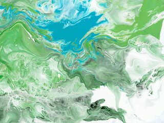 Abstract green and blue creative hand painted background, marble texture © Artlu