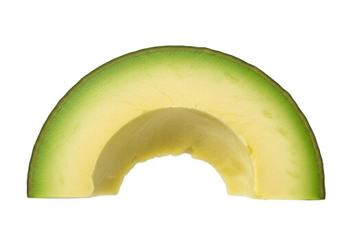 Fresh green avocado slice piece isolated for healthy food and cooking recipes isolated on transparent background
