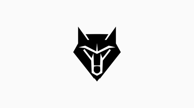 Geometric black wolf head minimalist logo.
