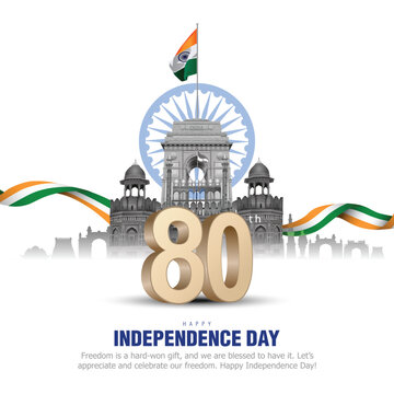 15th august happy independence day India 80 years logo greetings. abstract vector illustration design.