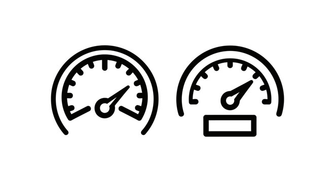 Speedometer and tachometer gauges line icon set with speedometer tachometer dashboard measurement velocity instrument performance automotive interface transport monitoring