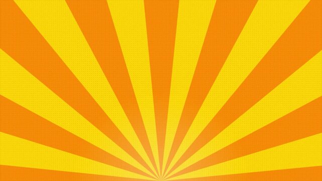 Vibrant orange comic style halftone sunbeam background animation. Loop motion design. Suitable for comics, prints, posters, etc. 4k video