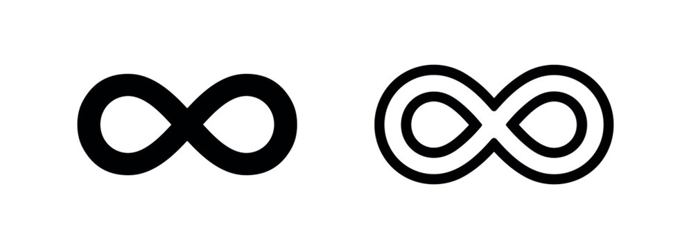 Infinity endless loop symbol icon set representing eternity, continuous, and unlimited concepts