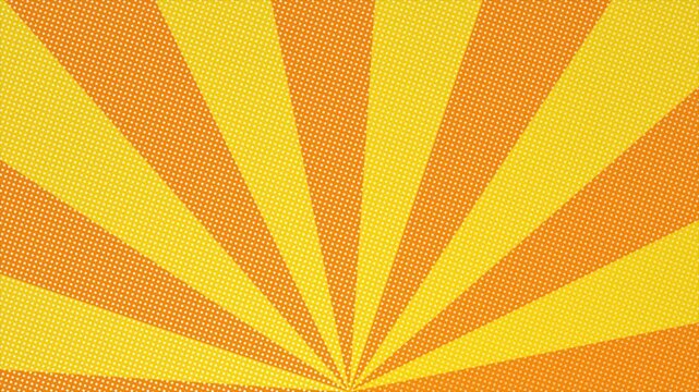 Vibrant rays rotate in this Orange comic style halftone sunbeam background animation. Loop motion design. Suitable for comics, prints, posters, etc. 4k video