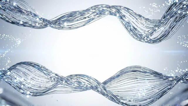 Silver Flowing Glowing Lines Undulating Subtly with Cool White Lighting for Clean Abstract Technology